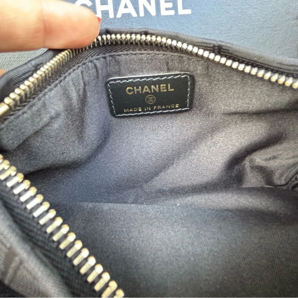 Authentic CHANEL BLACK nylon sport line clutch pouch NEW